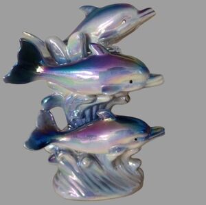 Iridescent Y2K Vintage Porcelain Dolphin‎ Figurine